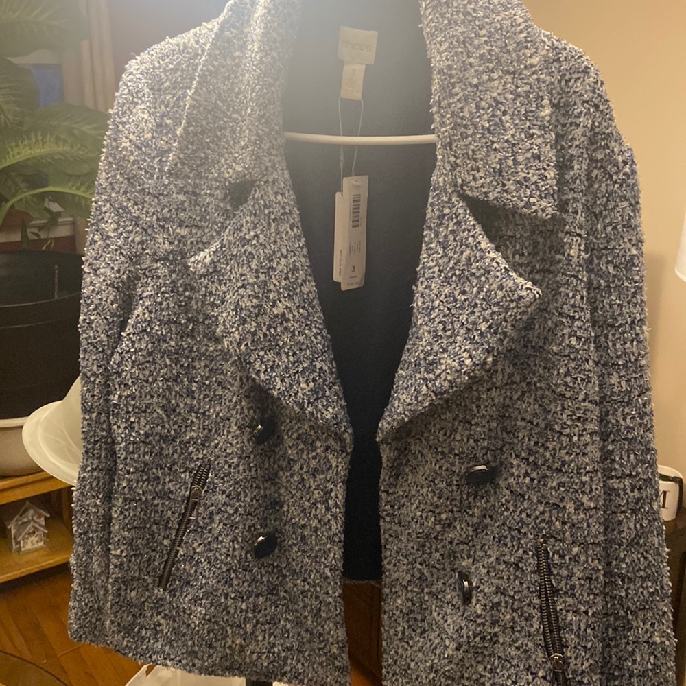 CHICOS - BRAND NEW - BLUE AND WHITE COLORS - TWILL MATERIAL - SIZE 3